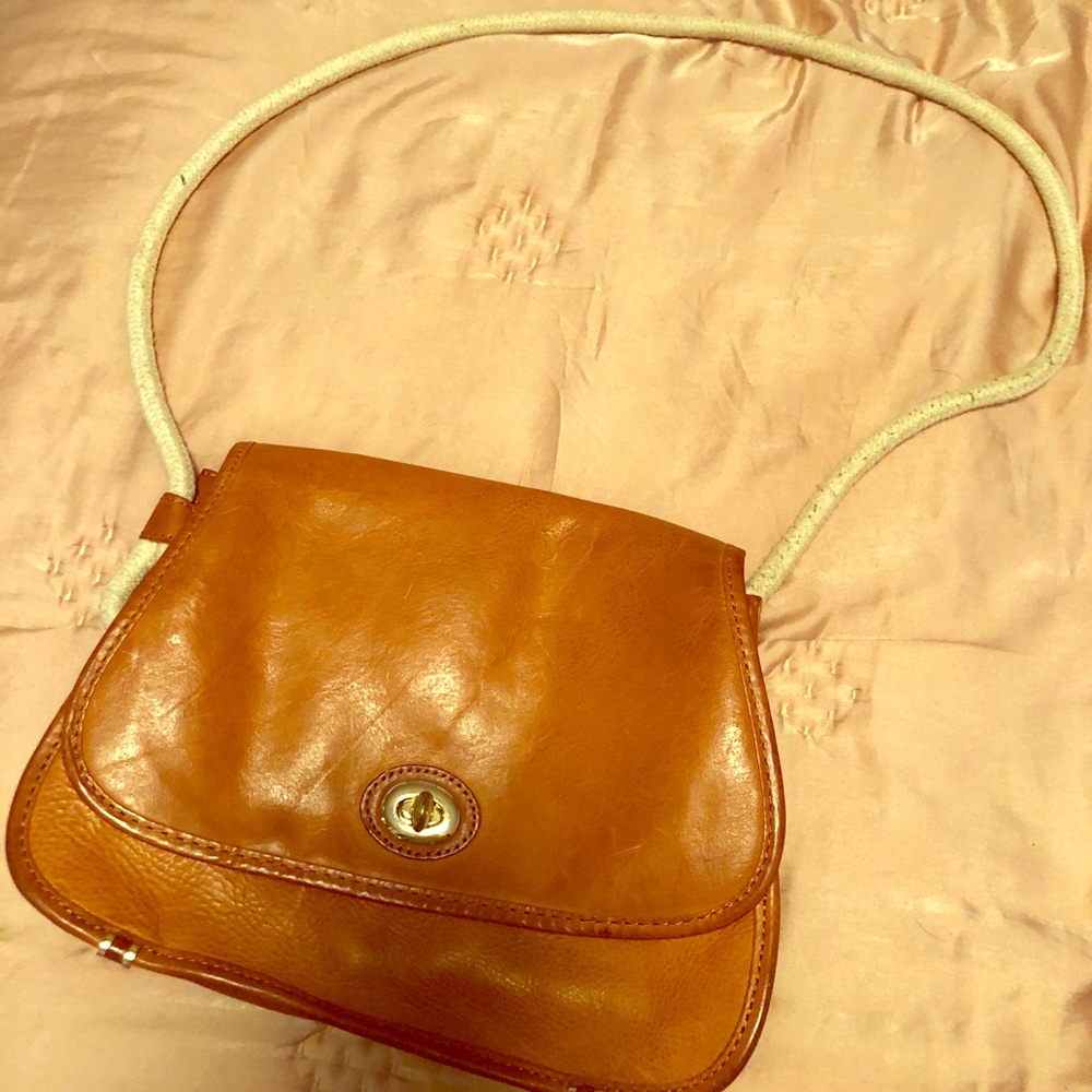 L.L Bean Brown Leather Purse with Rope Strap